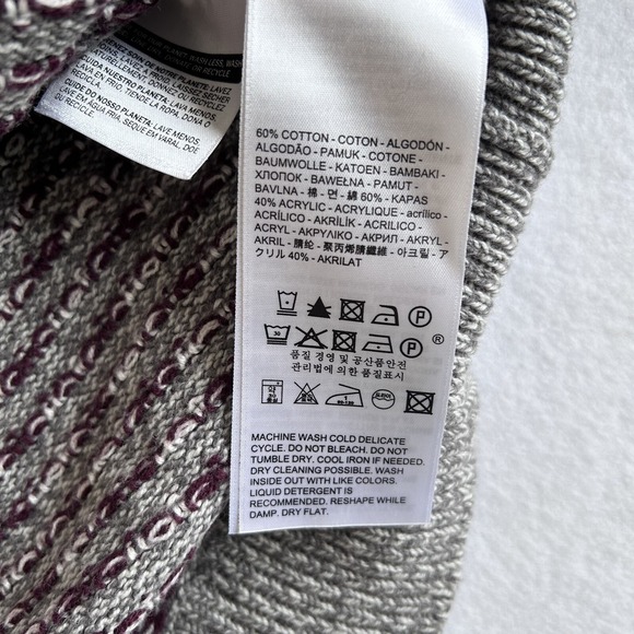 Levi Strauss XXL Men's Sweater Gray White Burgundy Hearts Pattern Long Sleeve - Picture 7 of 10